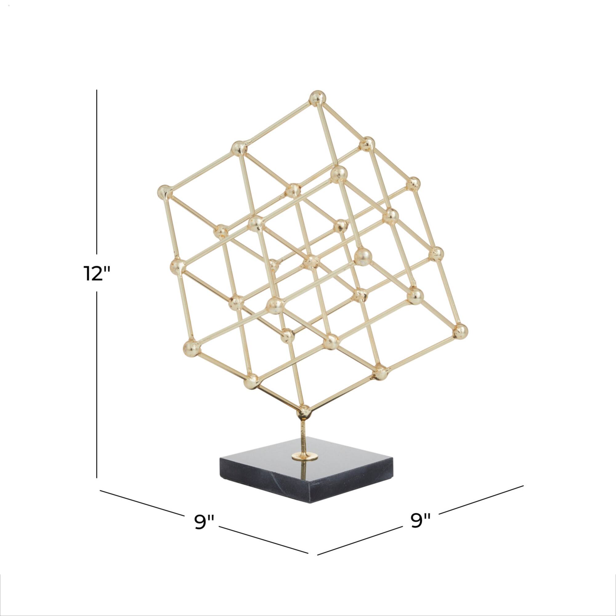 Gold Marble Modern Sculpture, 12" x 9" x 9"